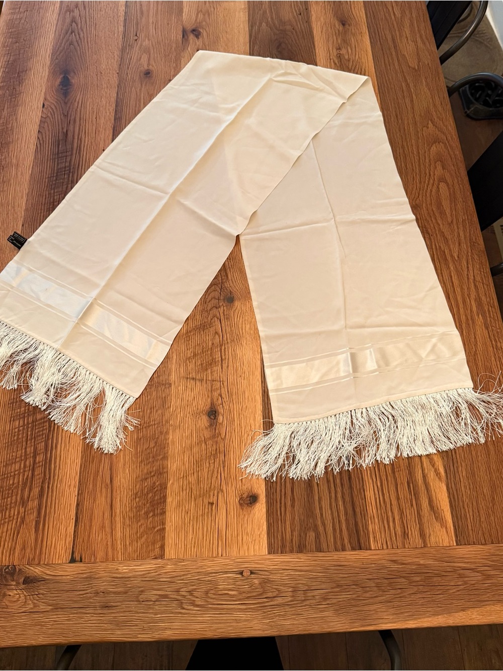 ERRE Silk Cream Fringed Scarf - Vintage